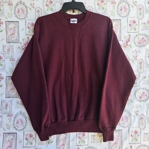 Vintage 90s Jerzees Crewneck Sweatshirt Maroon Burgundy Blank Plain Size Medium
